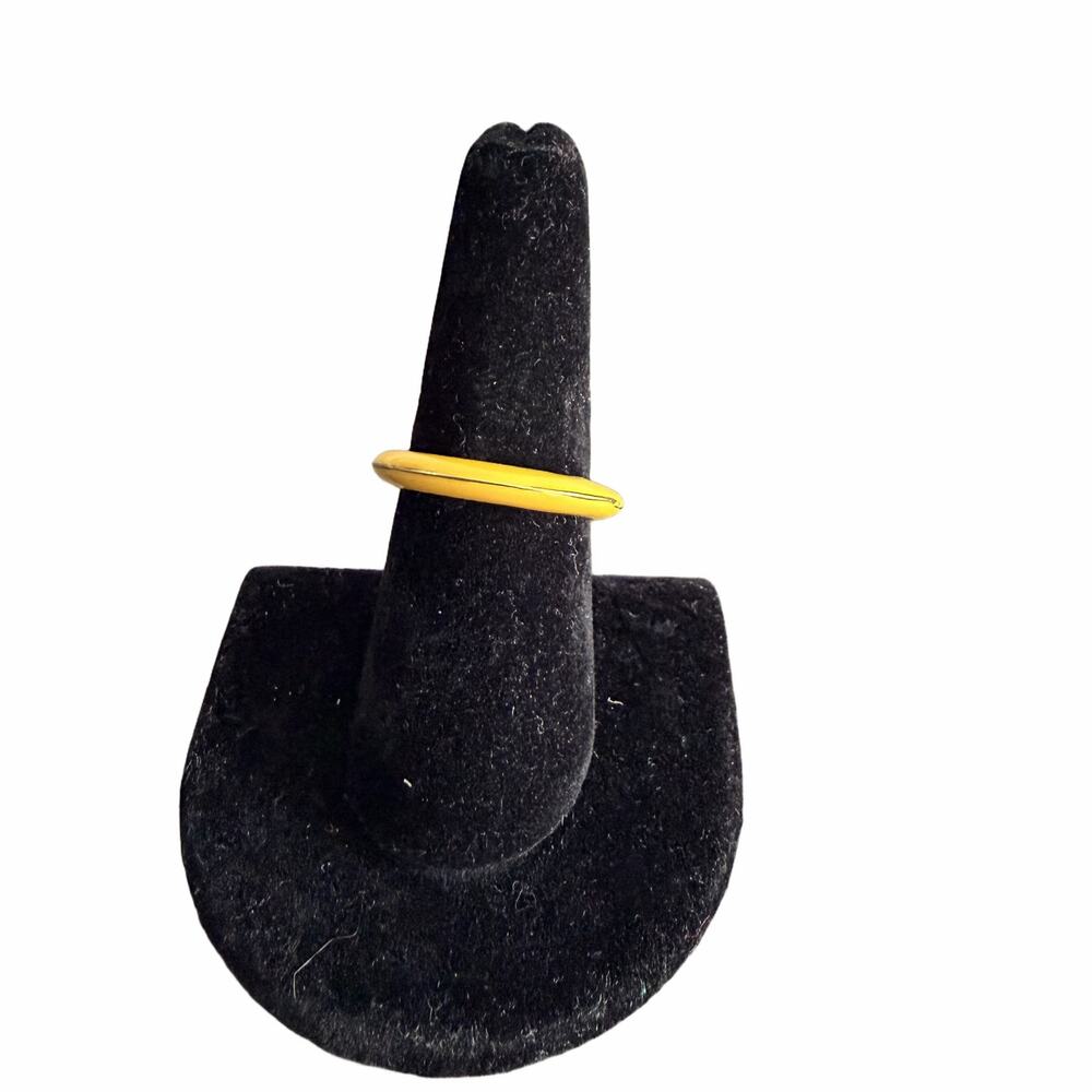 🍭6/$30 Mustard Yellow Enamel Metallic Minimalist Thin Ring Band ~size 8.5